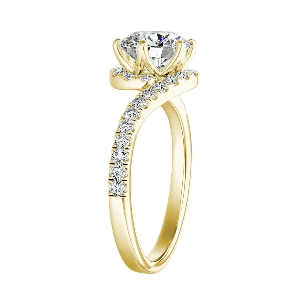 Auriya Bypass 1 1/2ct Round Moissanite and 1/3ctw Halo Diamond Engagement Ring 14K Gold sold by Zulily product image thumbnail 5