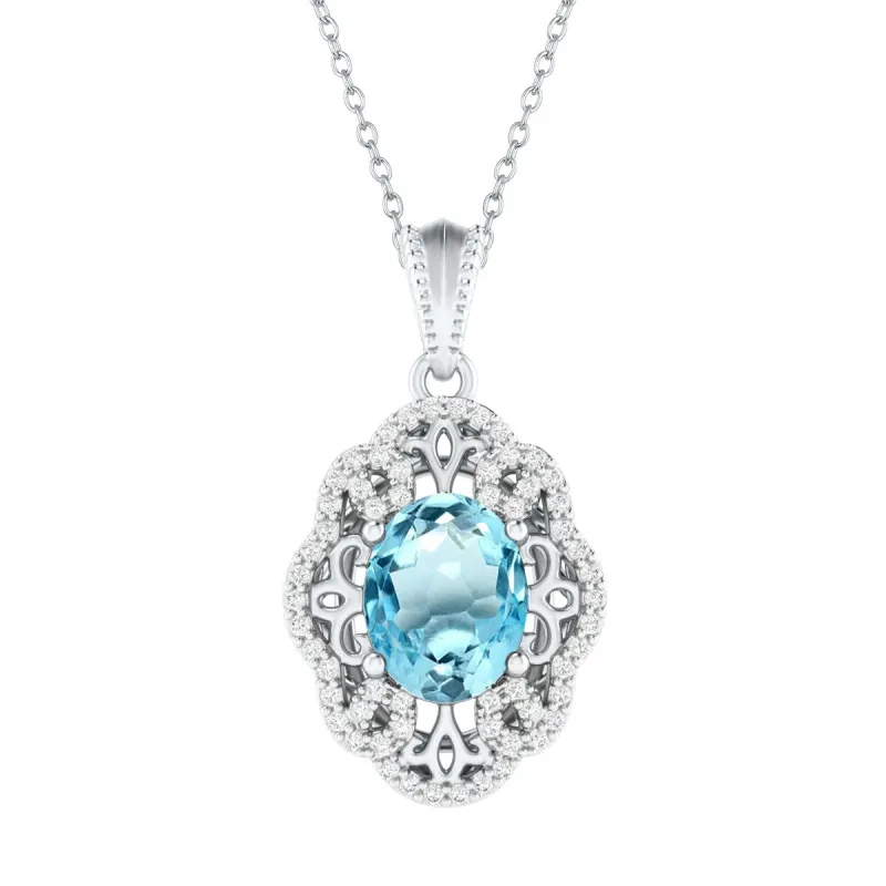 Sterling Silver with Sky Blue Topaz & White Topaz Pendant-18" Chain sold by Zulily