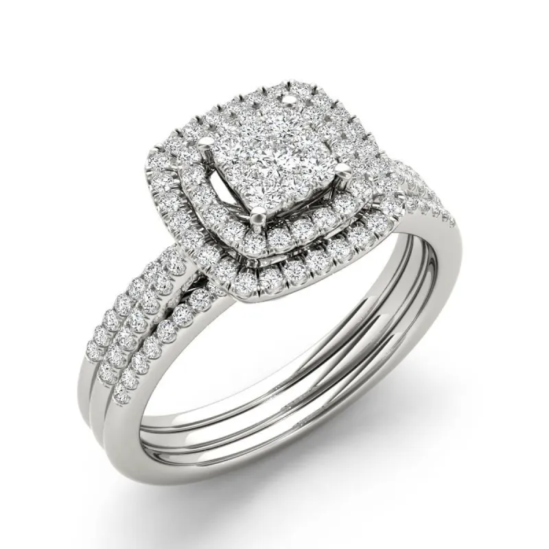 De Couer 1 1/2ct TDW Cluster Halo Bridal Set sold by Zulily