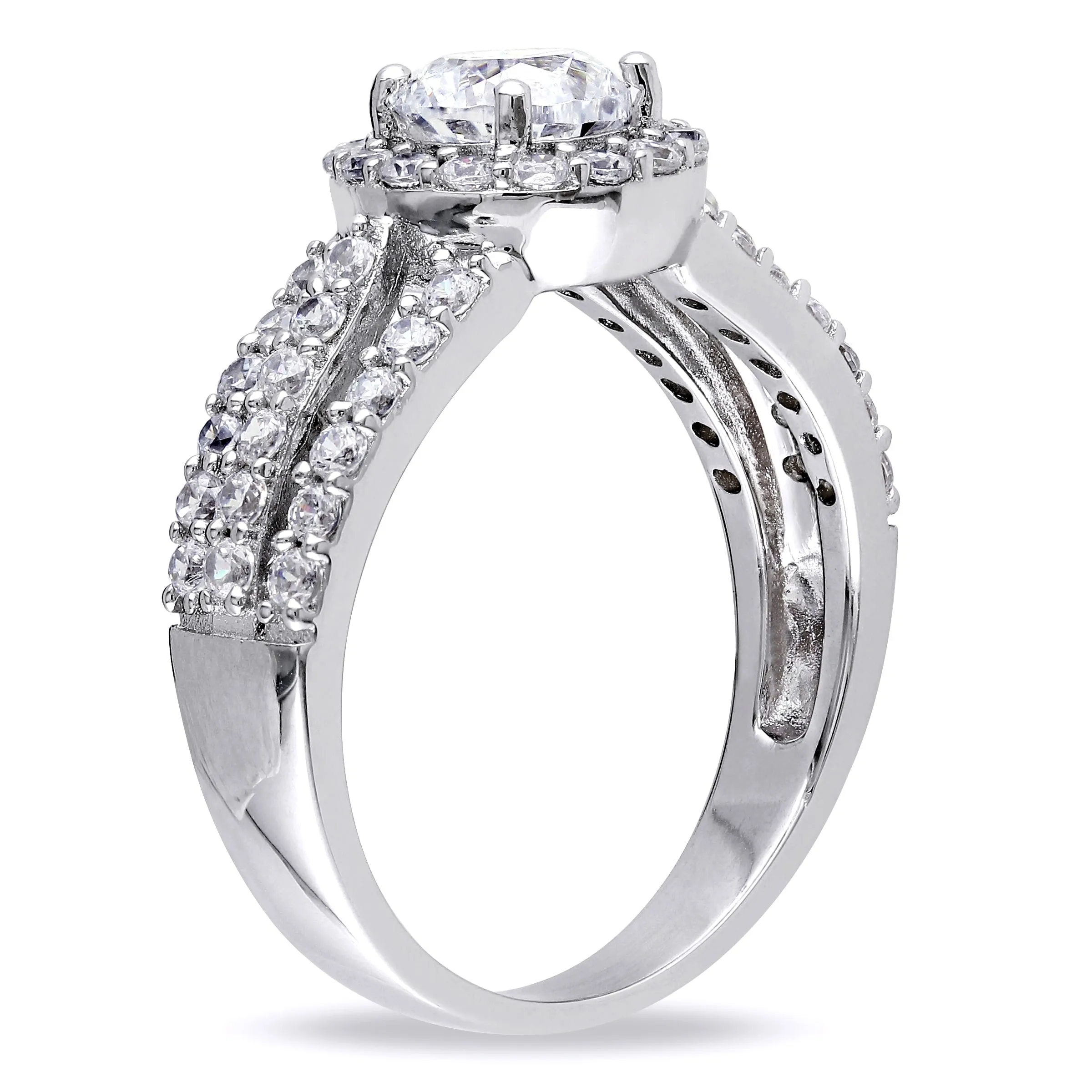Miadora Triple Row Halo Cubic Zirconia Engagement Ring in Sterling Silver sold by Zulily product image thumbnail 2