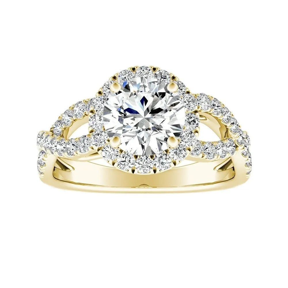 Auriya Round 3/4ct Moissanite and 5/8ct TDW Halo Diamond Infinity Engagement Ring 14k Gold sold by Zulily product image thumbnail 2