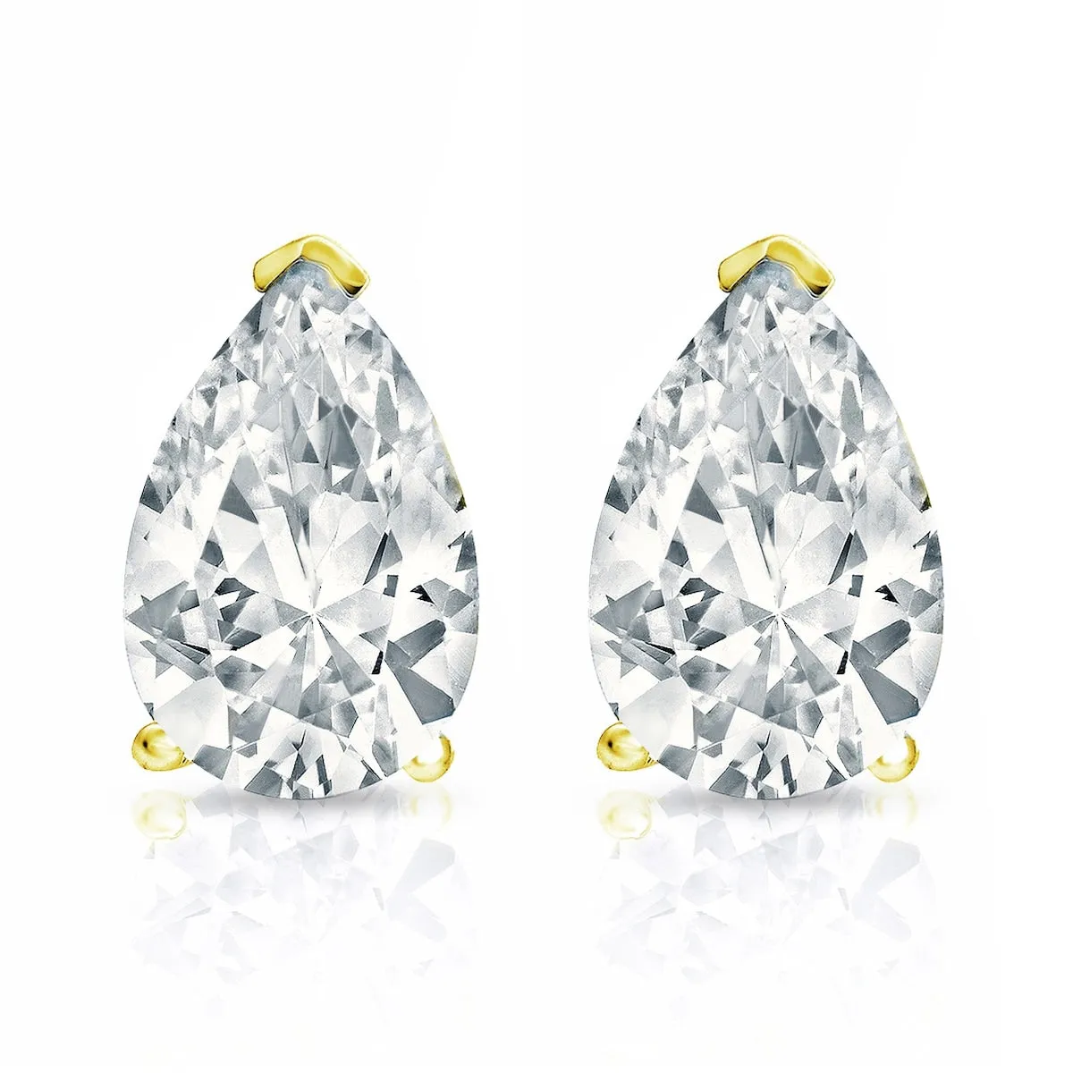 Auriya 14-karat Gold Lab Grown 2.00 carat TDW Pear Diamond Stud Earrings V-End Prong Push-back sold by Zulily product image thumbnail 4