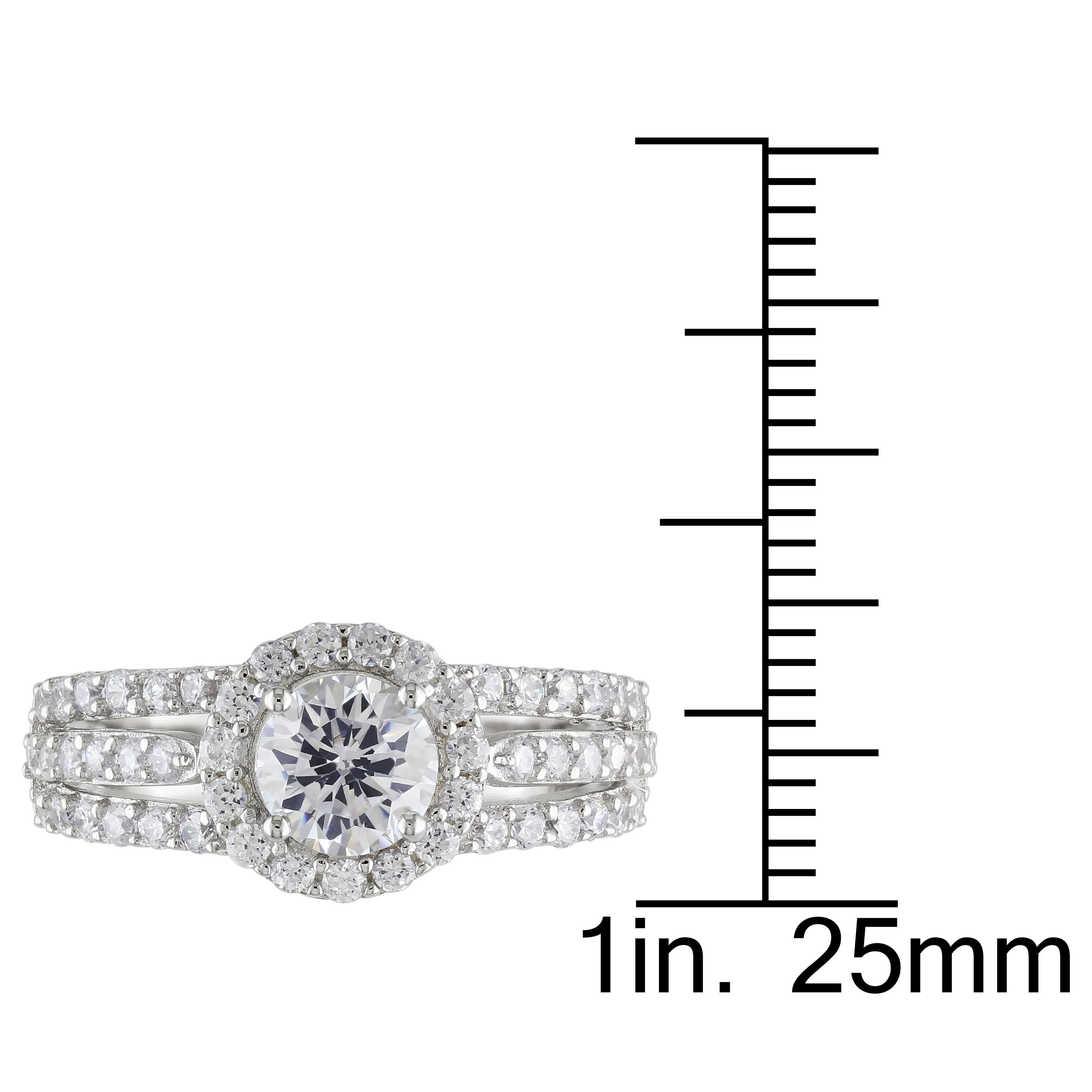 Miadora Triple Row Halo Cubic Zirconia Engagement Ring in Sterling Silver sold by Zulily product image thumbnail 3