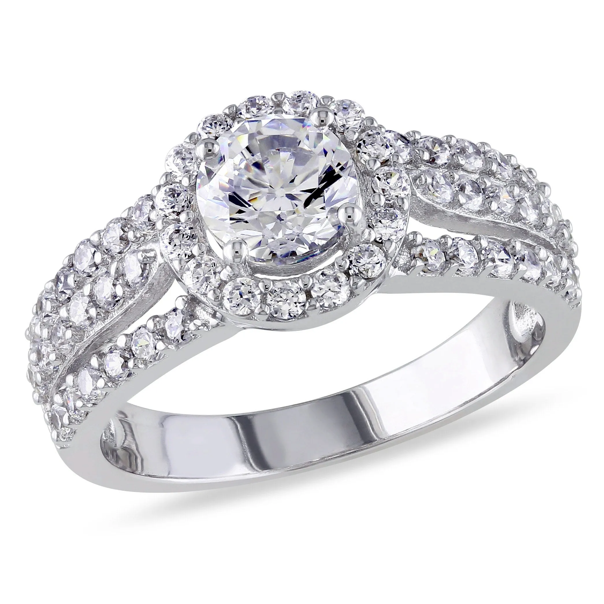 Miadora Triple Row Halo Cubic Zirconia Engagement Ring in Sterling Silver sold by Zulily