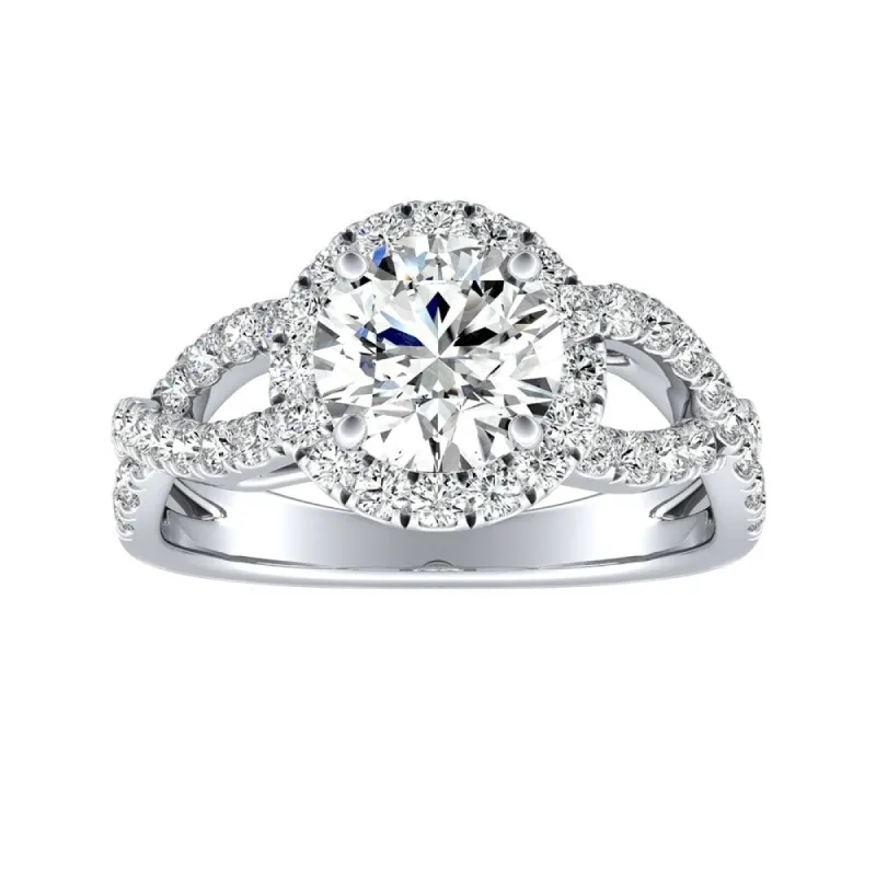Auriya Round 3/4ct Moissanite and 5/8ct TDW Halo Diamond Infinity Engagement Ring 14k Gold sold by Zulily