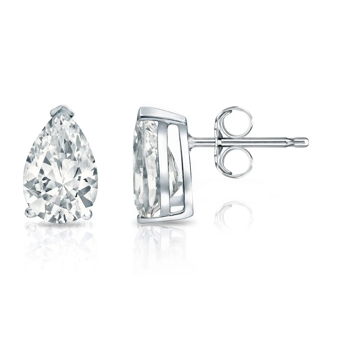 Auriya 14-karat Gold Lab Grown 2.00 carat TDW Pear Diamond Stud Earrings V-End Prong Push-back sold by Zulily product image thumbnail 5