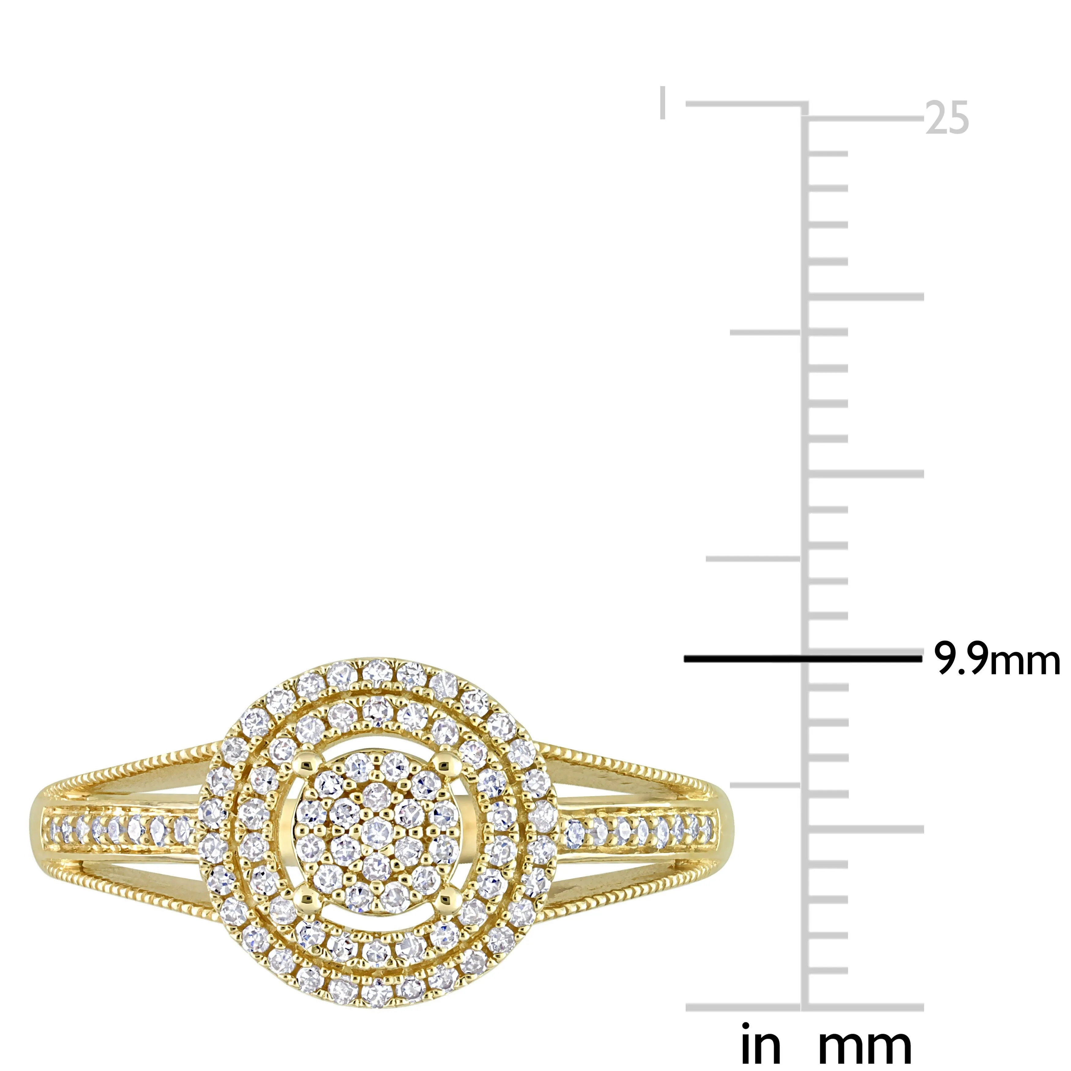 Miadora 1/4ct TDW Diamond Double Halo Cluster Ring in 10k Yellow Gold sold by Zulily product image thumbnail 3