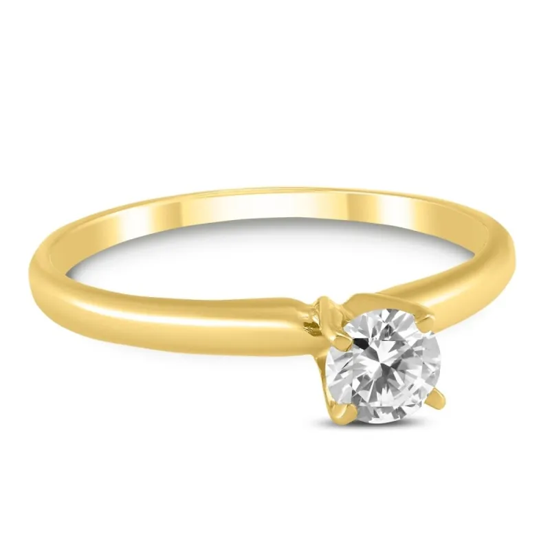 AGS Certified 1/3 Carat Round Diamond Solitaire Ring in 14K Yellow Gold (H-I Color, SI1-SI2 Clarity) sold by Zulily