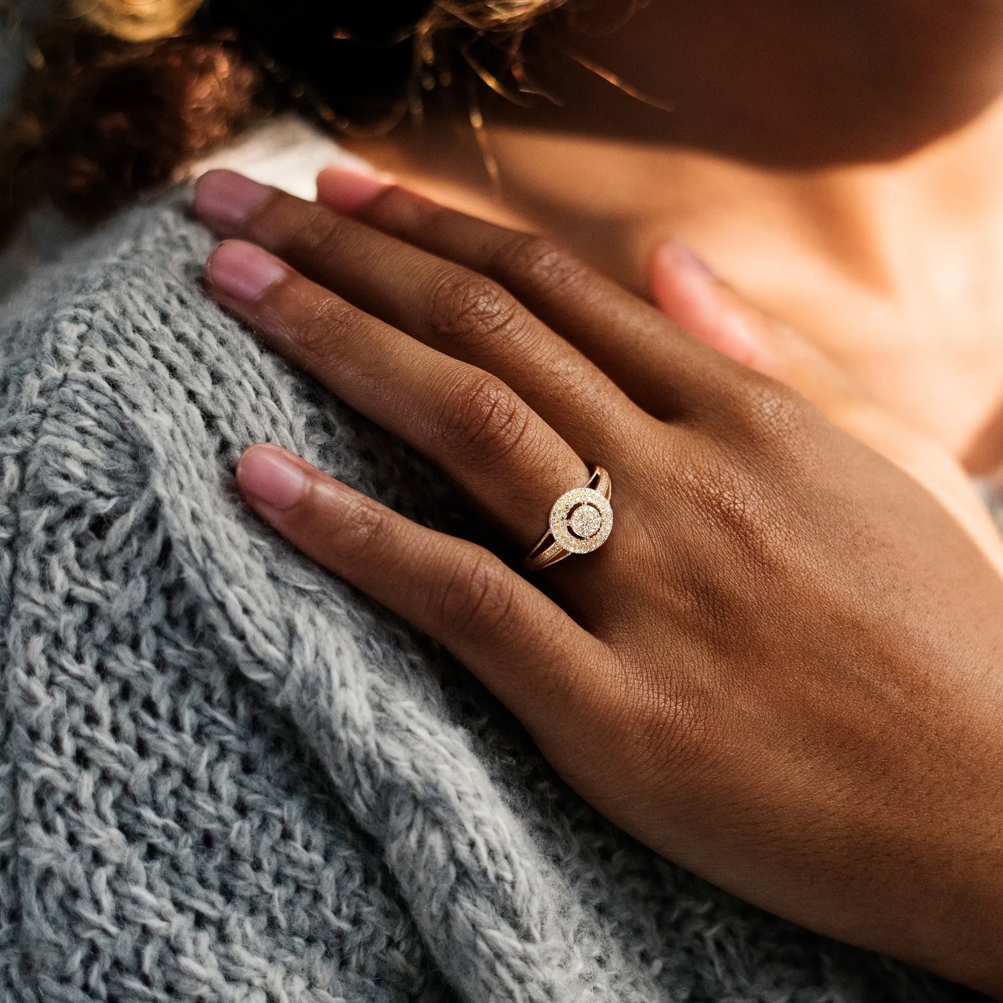 Miadora 1/4ct TDW Diamond Double Halo Cluster Ring in 10k Yellow Gold sold by Zulily product image thumbnail 5