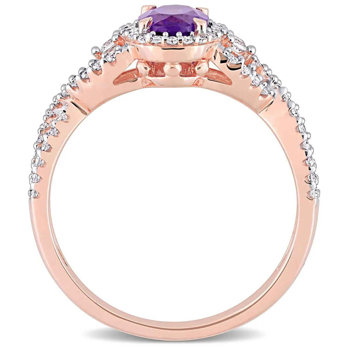 Miadora 10k Rose Gold Amethyst, White Sapphire and 1/3ct TDW Diamond Halo Infinity Ring sold by Zulily product image thumbnail 5