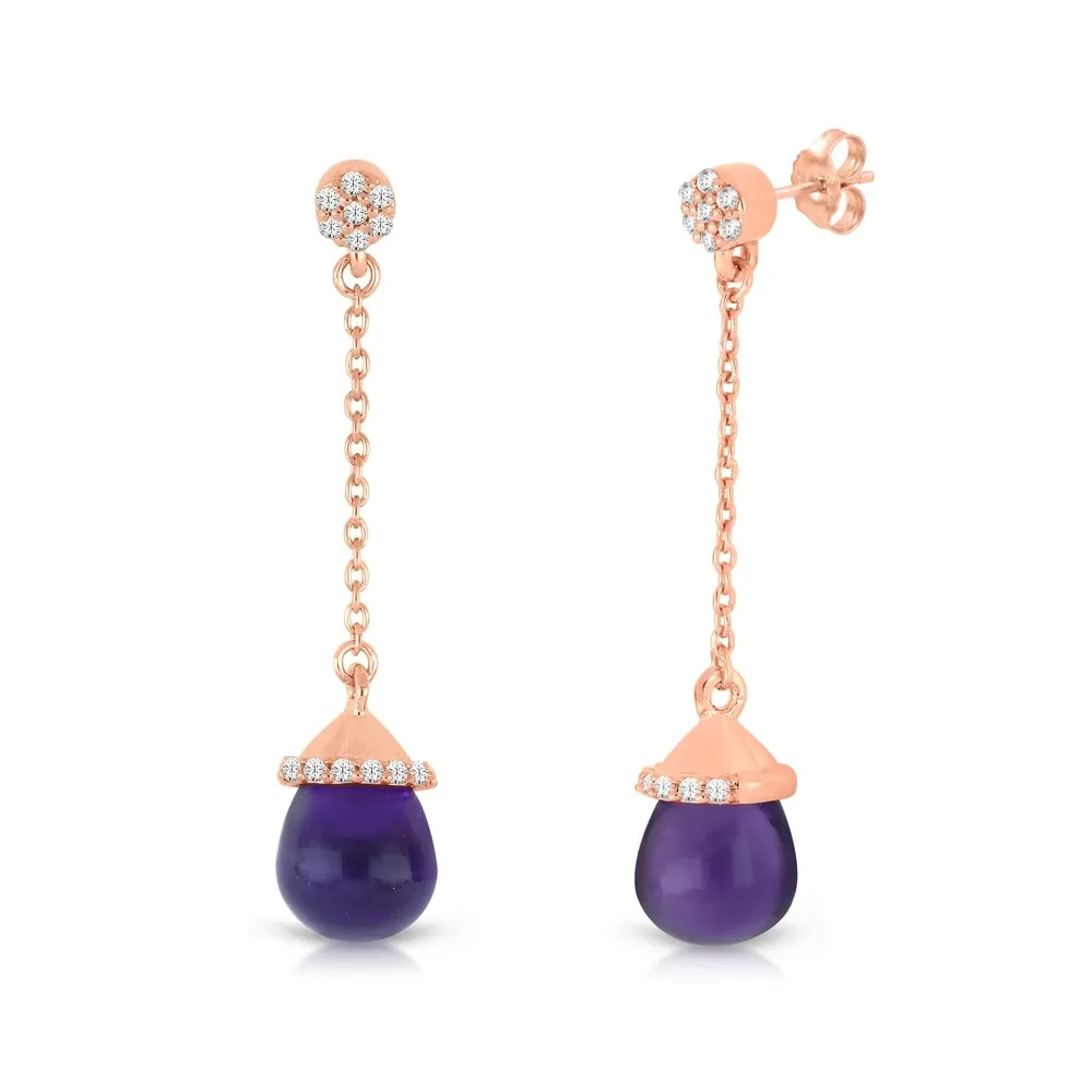 1/10ct TDW Diamond Amethyst Gemstone Dangles in 10k Rose Gold sold by Zulily product image thumbnail 3