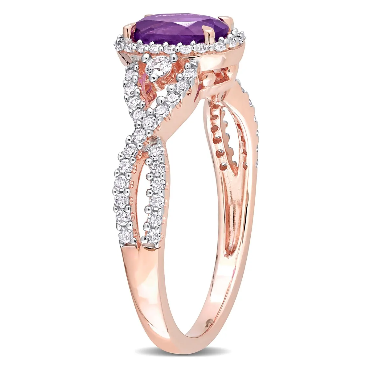 Miadora 10k Rose Gold Amethyst, White Sapphire and 1/3ct TDW Diamond Halo Infinity Ring sold by Zulily product image thumbnail 4