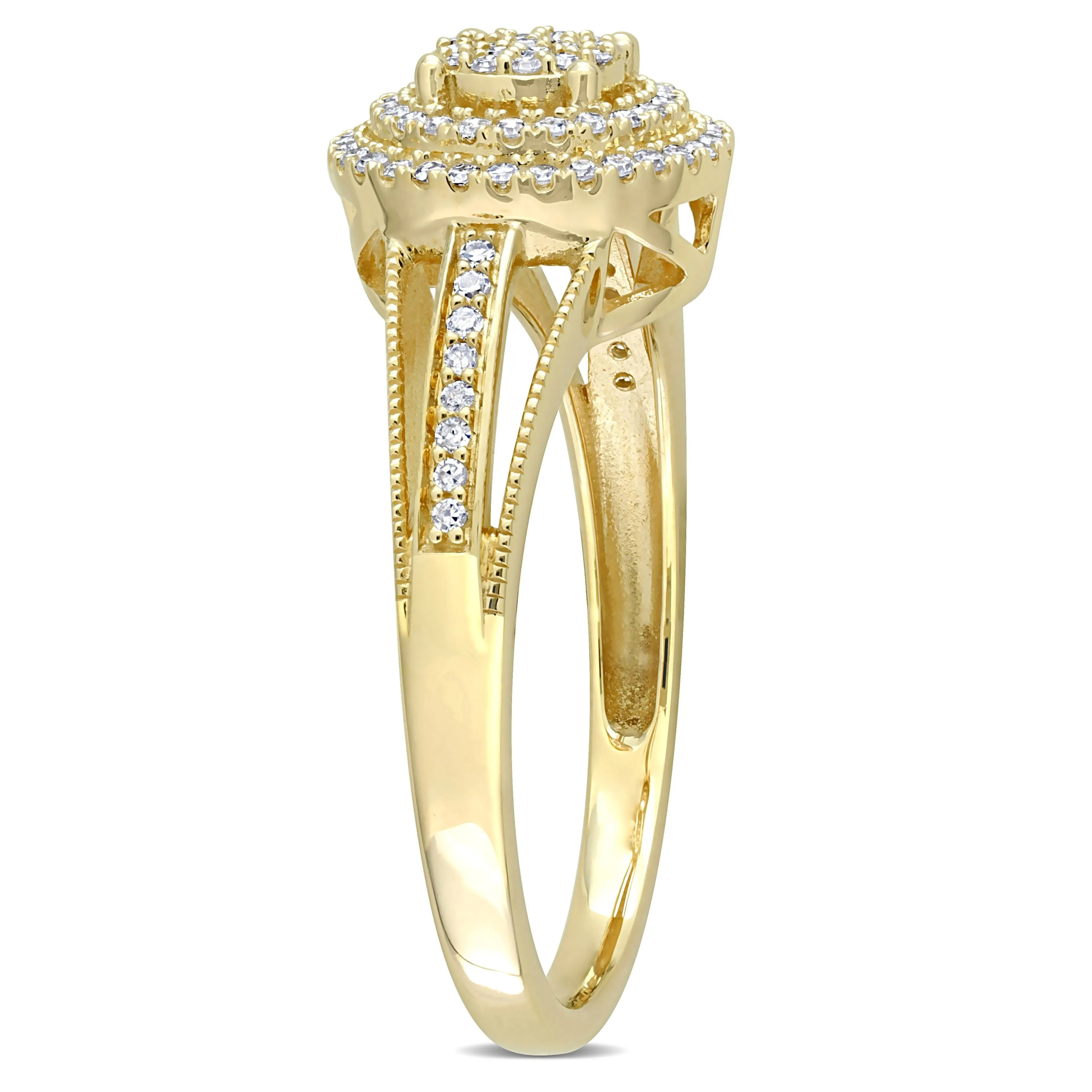 Miadora 1/4ct TDW Diamond Double Halo Cluster Ring in 10k Yellow Gold sold by Zulily product image thumbnail 2
