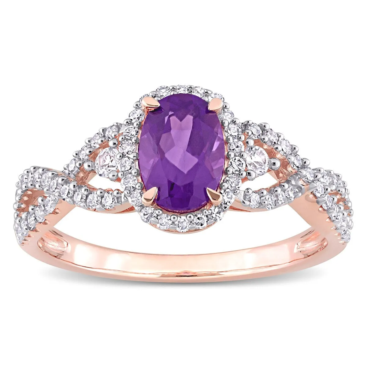 Miadora 10k Rose Gold Amethyst, White Sapphire and 1/3ct TDW Diamond Halo Infinity Ring sold by Zulily product image thumbnail 3