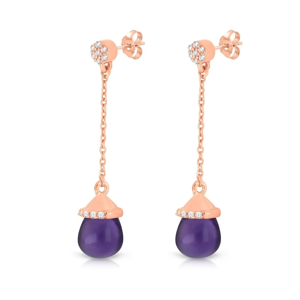 1/10ct TDW Diamond Amethyst Gemstone Dangles in 10k Rose Gold sold by Zulily product image thumbnail 2