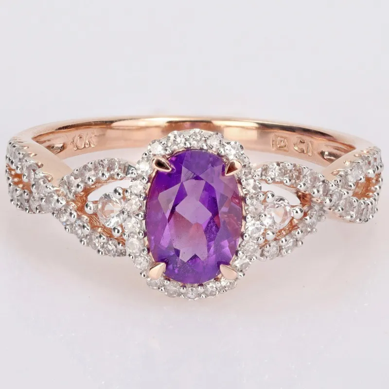 Miadora 10k Rose Gold Amethyst, White Sapphire and 1/3ct TDW Diamond Halo Infinity Ring sold by Zulily
