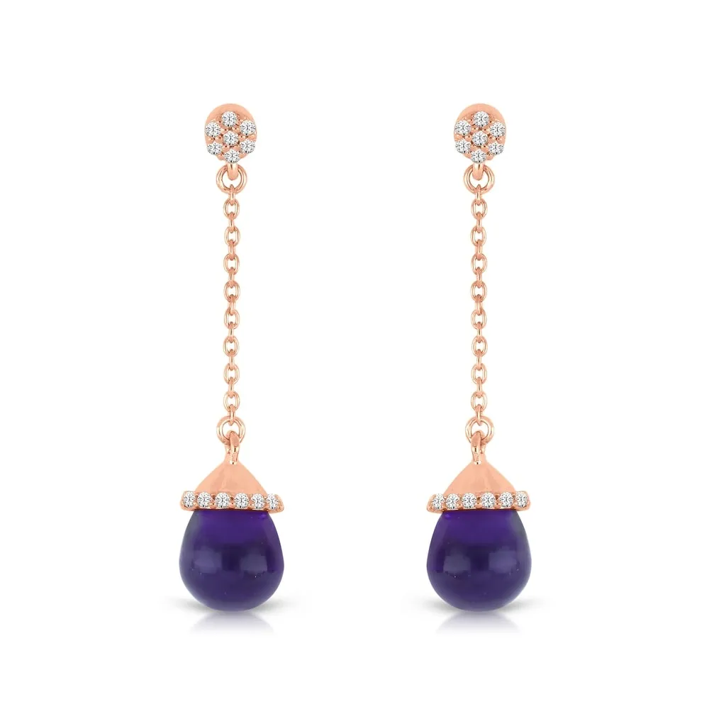 1/10ct TDW Diamond Amethyst Gemstone Dangles in 10k Rose Gold sold by Zulily