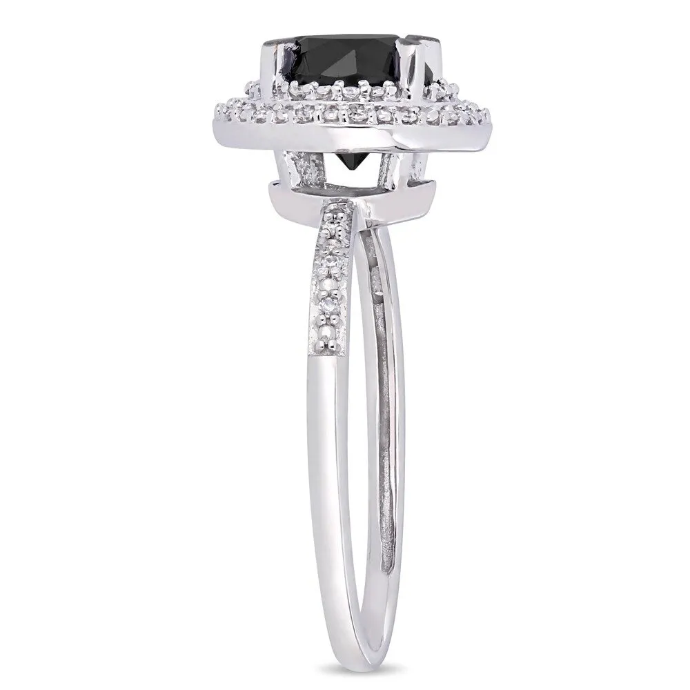 Miadora 14k White Gold 1-5/8ct TDW Black and White Diamond Halo Engagement Ring sold by Zulily product image thumbnail 3