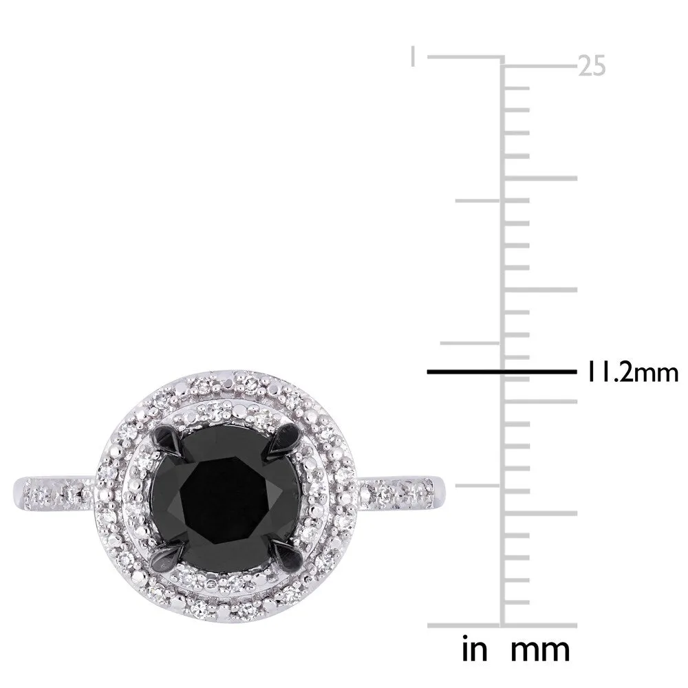 Miadora 14k White Gold 1-5/8ct TDW Black and White Diamond Halo Engagement Ring sold by Zulily product image thumbnail 4