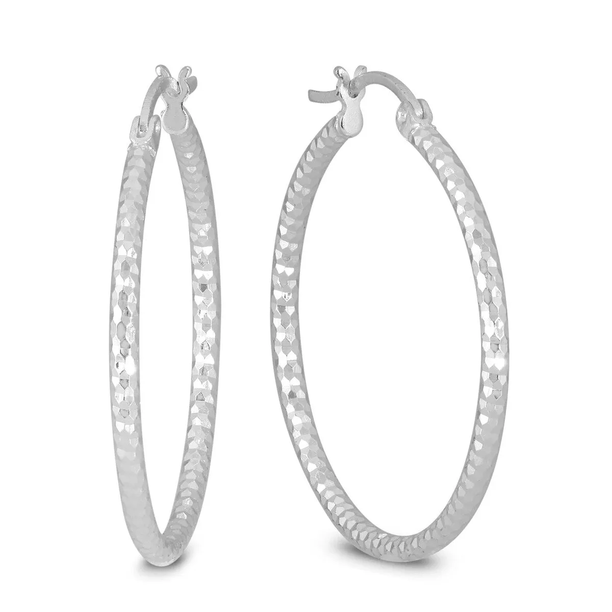 Marquee Jewels .925 Sterling Silver 30 mm Diamond-Cut Hoop Earrings sold by Zulily