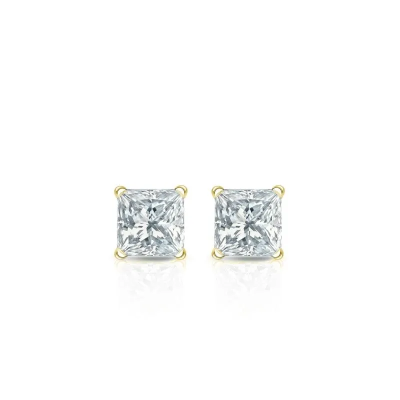 Auriya 18-karat Gold Lab Grown 0.25 carat TDW Princess Diamond Stud Earrings 4-Prong Martini Push-back sold by Zulily product image thumbnail 4