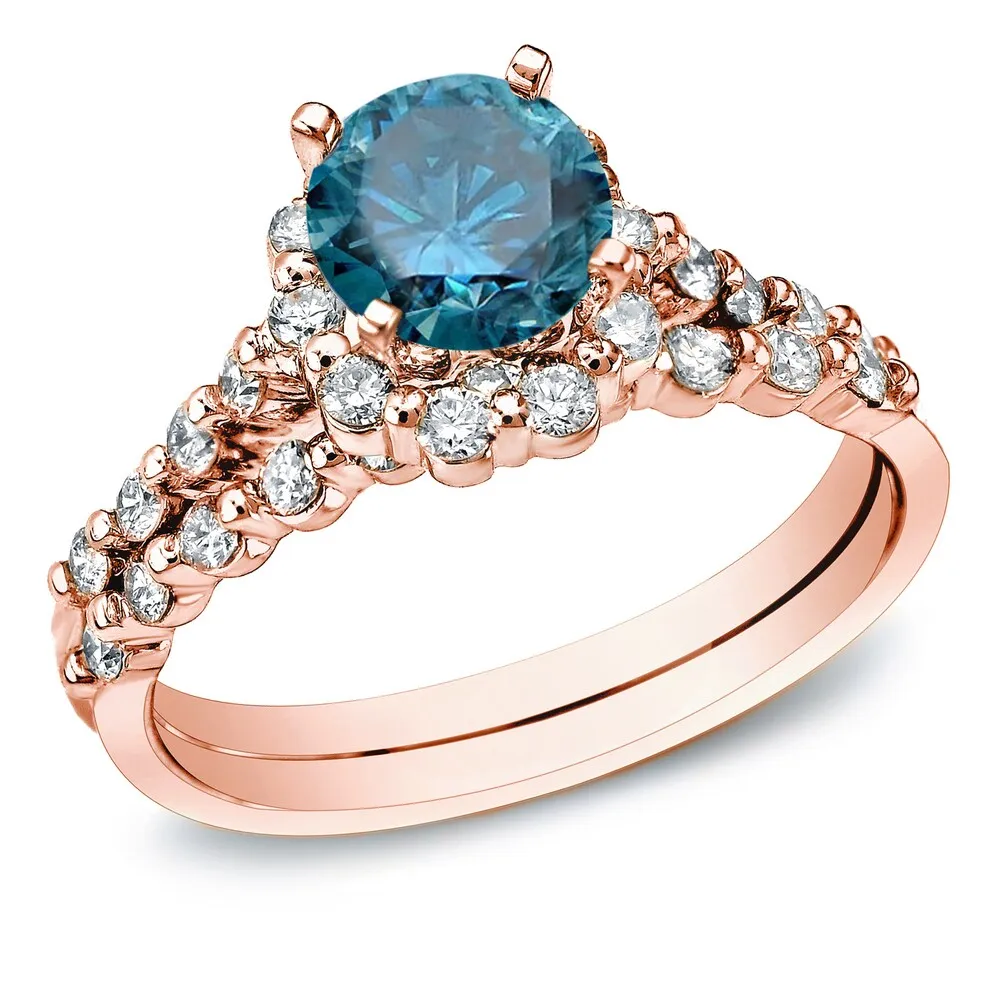 Auriya 14k Rose Gold 1 1/2ct TDW Diamond Bridal Set Ring (SI1-SI2) sold by Zulily
