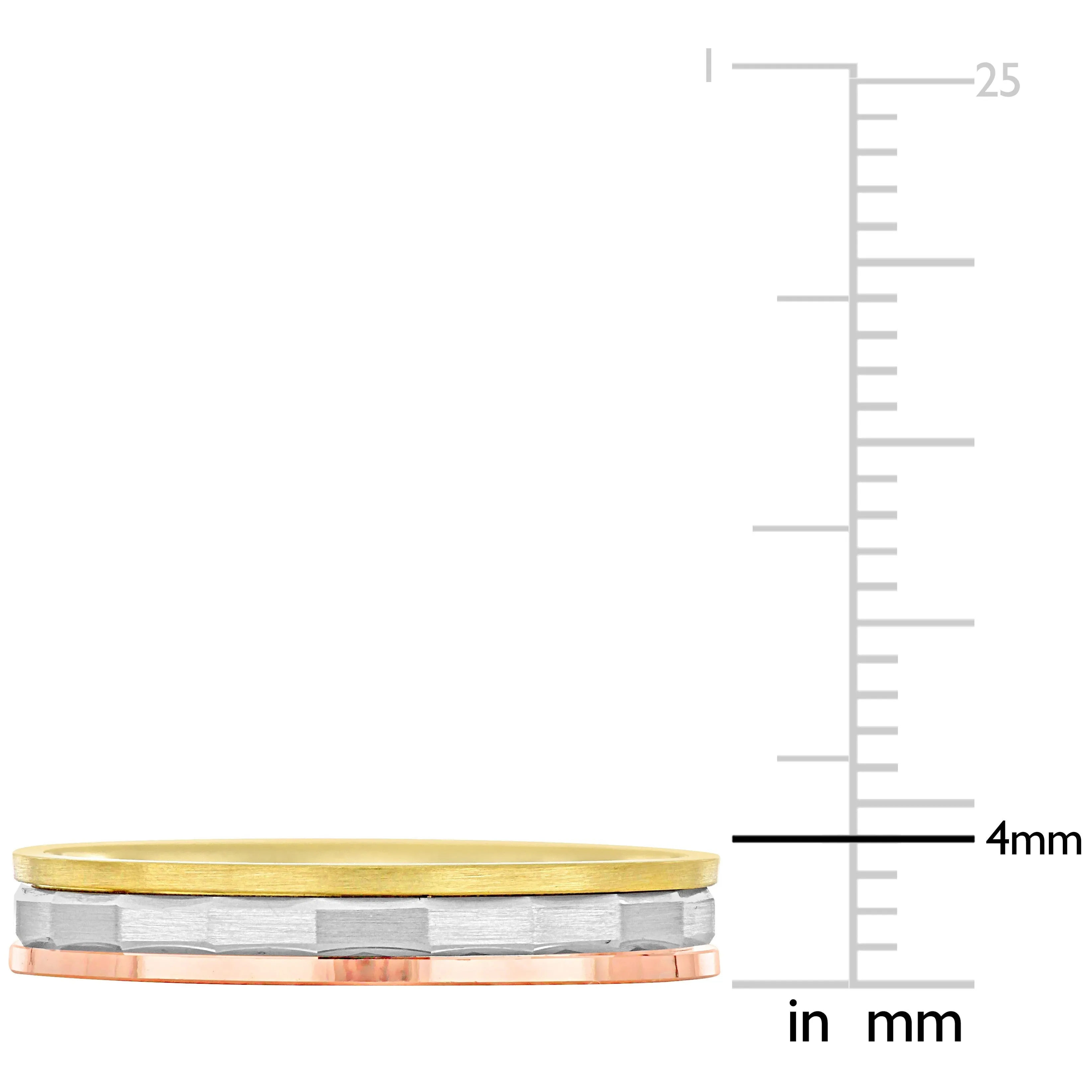 Miadora 4mm Mens Hammered and Brushed Finish Wedding Band in 3-Tone 14k Gold sold by Zulily product image thumbnail 3