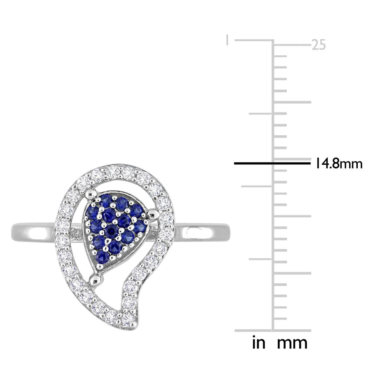 Miadora White Topaz and Created Blue Sapphire Halo Teardrop Ring in Sterling Silver sold by Zulily product image thumbnail 4