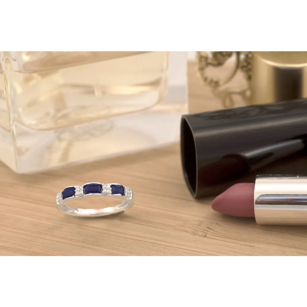 Miadora 10k White Gold Sapphire and 1/10ct TDW Diamond Ring (H-I, I1-I2) sold by Zulily product image thumbnail 4