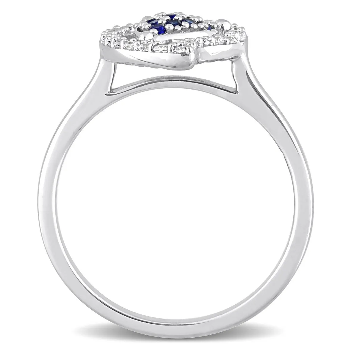 Miadora White Topaz and Created Blue Sapphire Halo Teardrop Ring in Sterling Silver sold by Zulily product image thumbnail 3