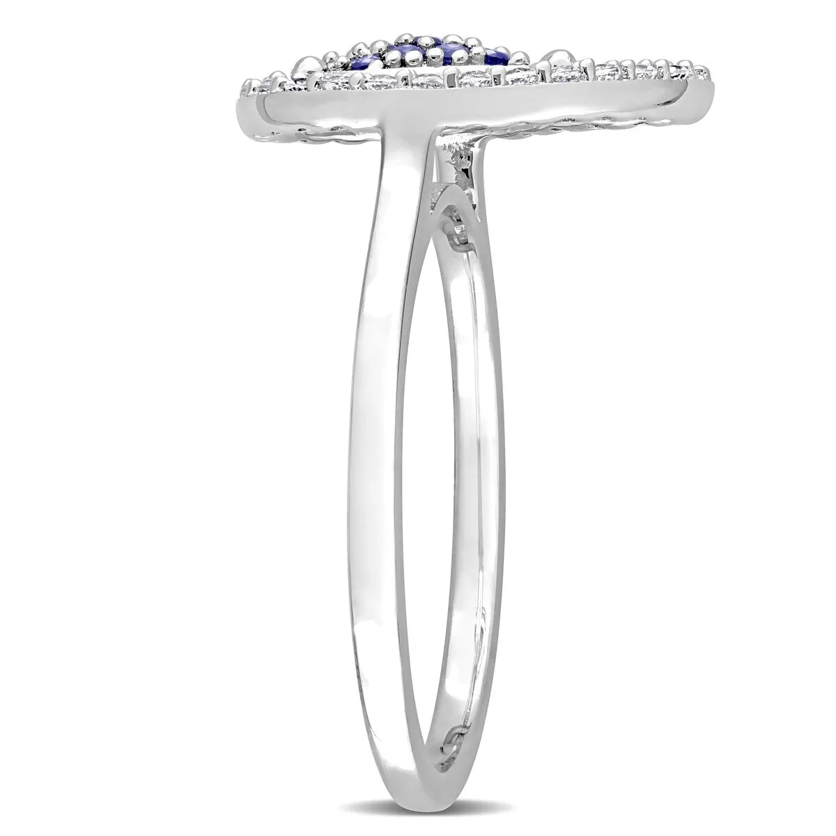Miadora White Topaz and Created Blue Sapphire Halo Teardrop Ring in Sterling Silver sold by Zulily product image thumbnail 2