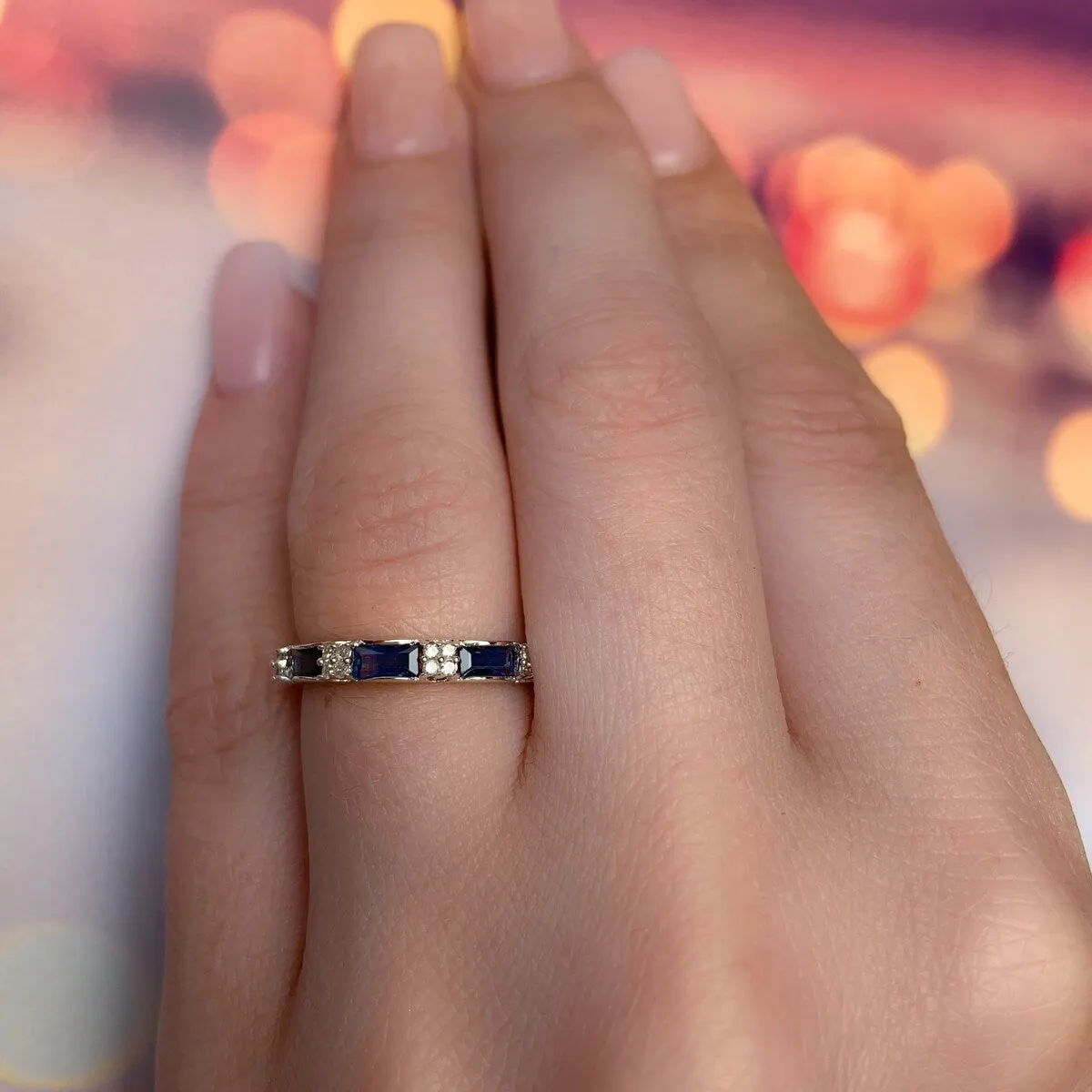 Miadora 10k White Gold Sapphire and 1/10ct TDW Diamond Ring (H-I, I1-I2) sold by Zulily product image thumbnail 3