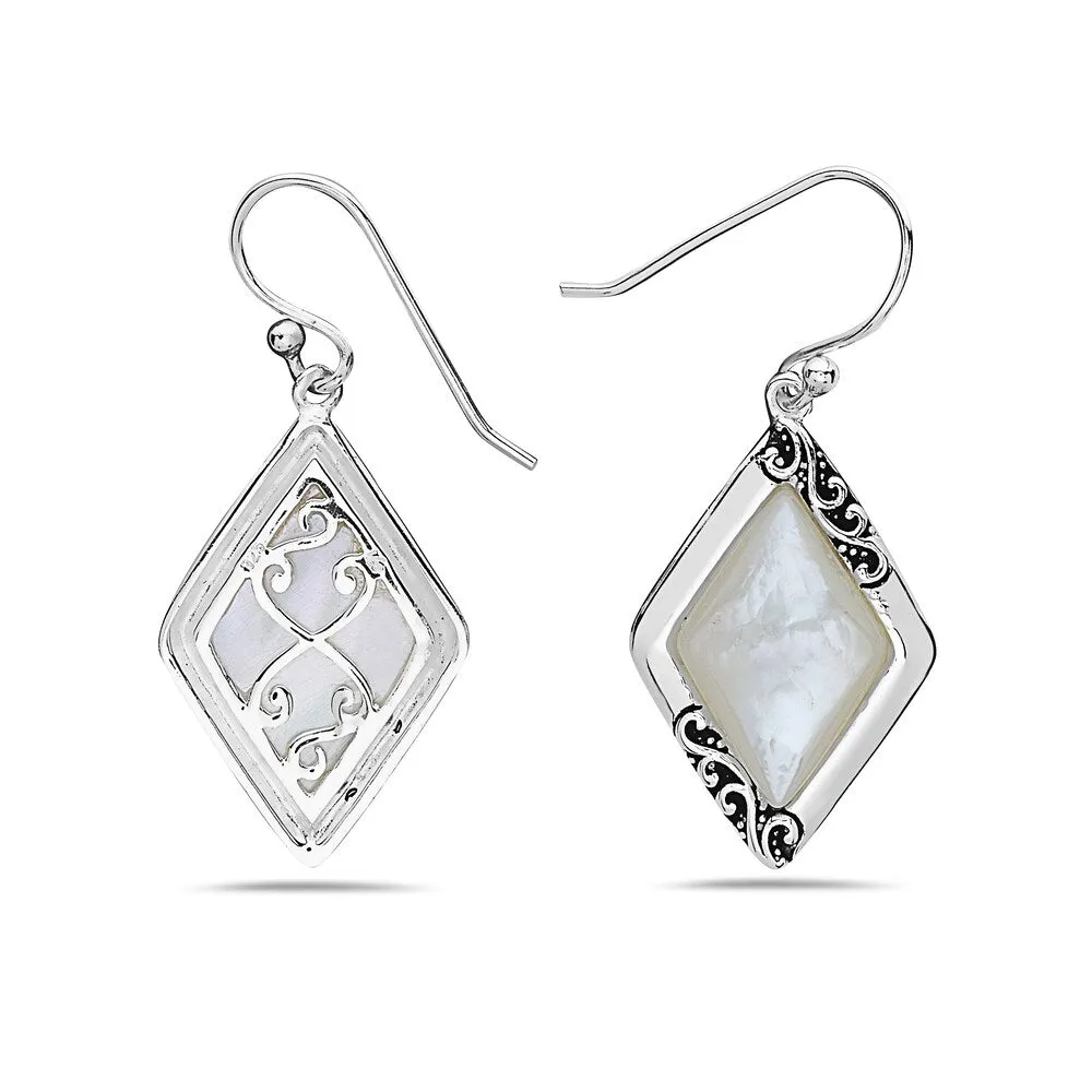 Vera & Co. Sterling Silver Diamond Shaped Mother of Pearl Earring - White sold by Zulily