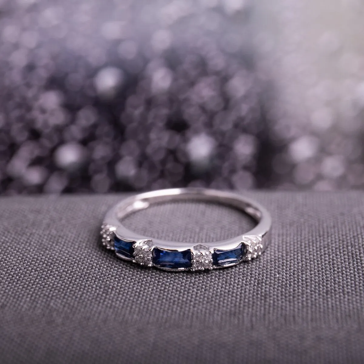 Miadora 10k White Gold Sapphire and 1/10ct TDW Diamond Ring (H-I, I1-I2) sold by Zulily product image thumbnail 2