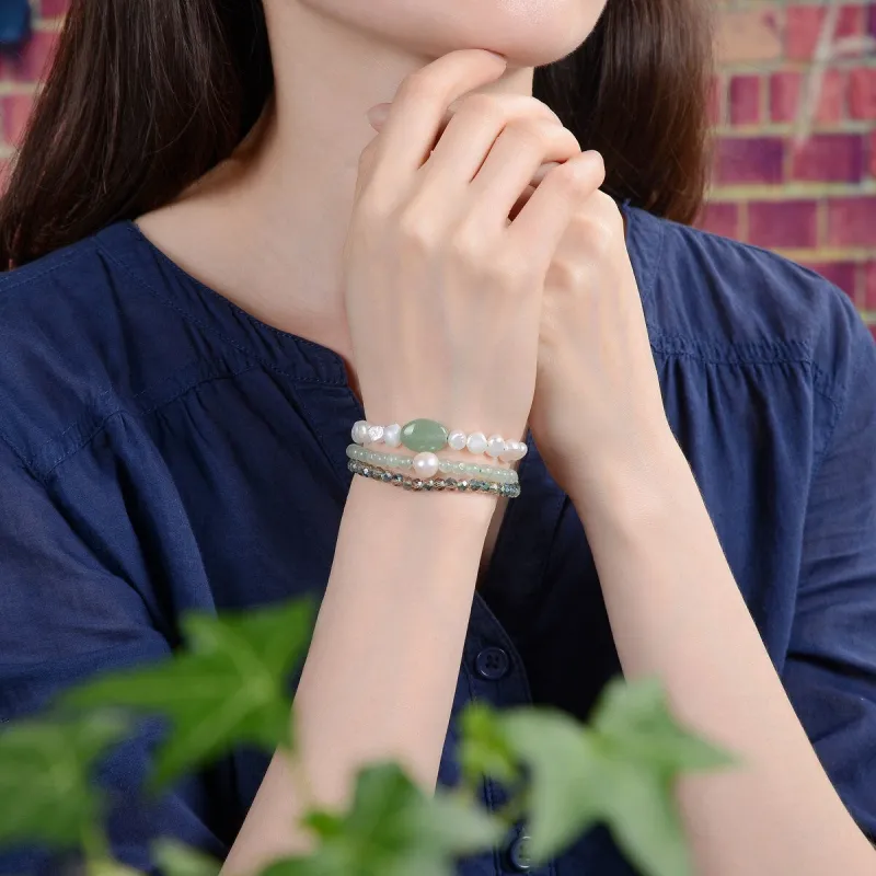 Multi-Strand Aventurine & Cultured Pearls Bracelet. sold by Zulily