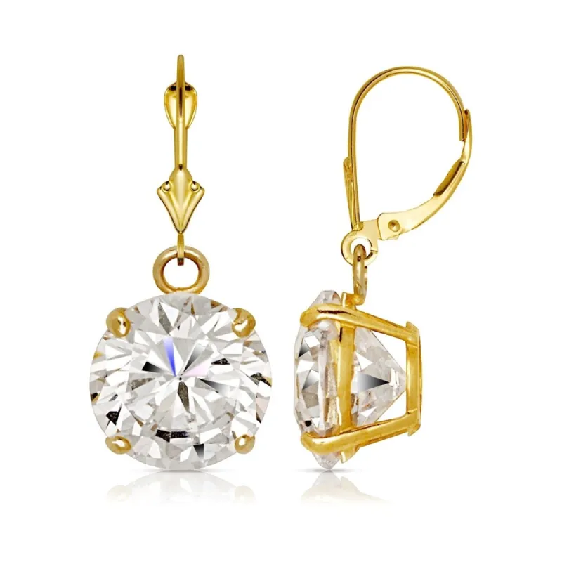 Curata 14k Yellow Gold Round Cubic Zirconia Dangle Drop Lever Back Earrings sold by Zulily