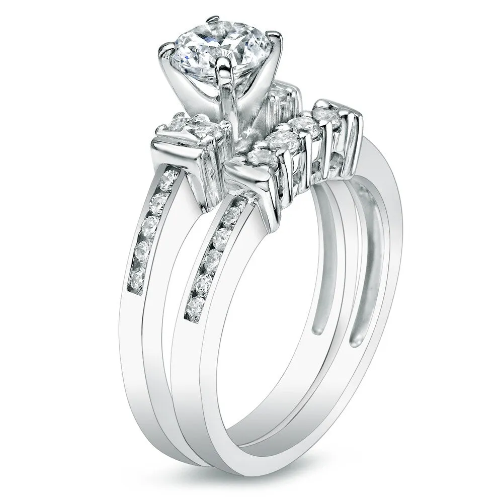 Auriya Platinum 1 carat TW Classic Round Diamond Engagement Ring Set sold by Zulily product image thumbnail 4