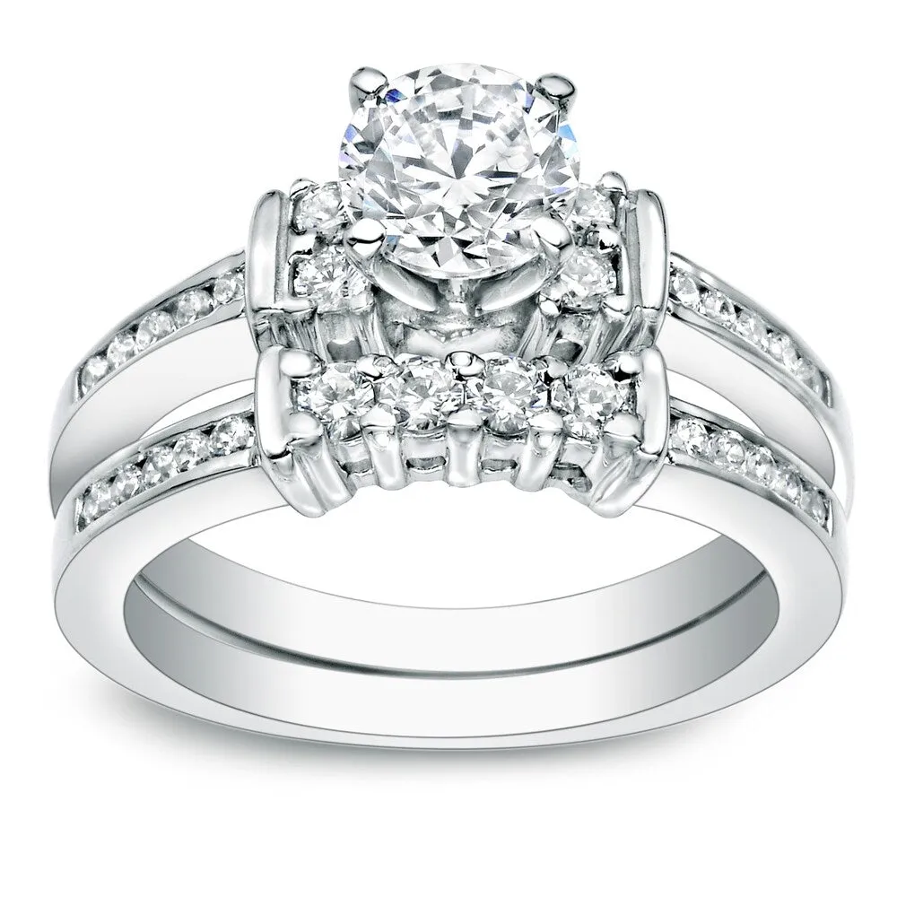 Auriya Platinum 1 carat TW Classic Round Diamond Engagement Ring Set sold by Zulily