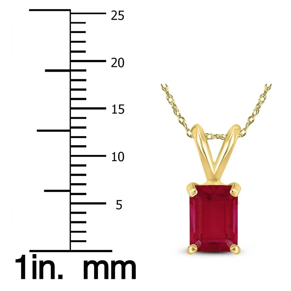14K Yellow Gold 5x3MM Emerald Shaped Ruby Pendant sold by Zulily product image thumbnail 3