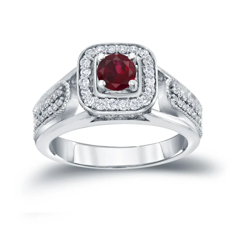 14k Gold 1/6ct Ruby and 1/3ct TDW Diamond Engagement Ring by Auriya sold by Zulily