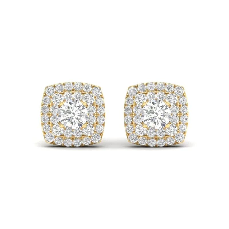 De Couer IGI Certified 10k Yellow Gold 1/2ct TDW Diamond Halo Stud Earring sold by Zulily