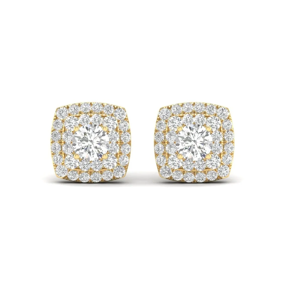 De Couer IGI Certified 10k Yellow Gold 1/2ct TDW Diamond Halo Stud Earring sold by Zulily