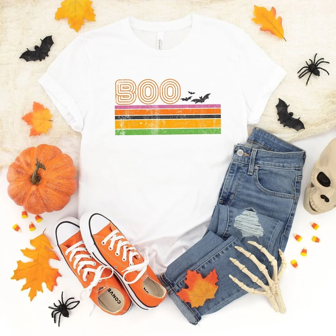 Retro Boo Stripes Short Sleeve Tee sold by Zulily