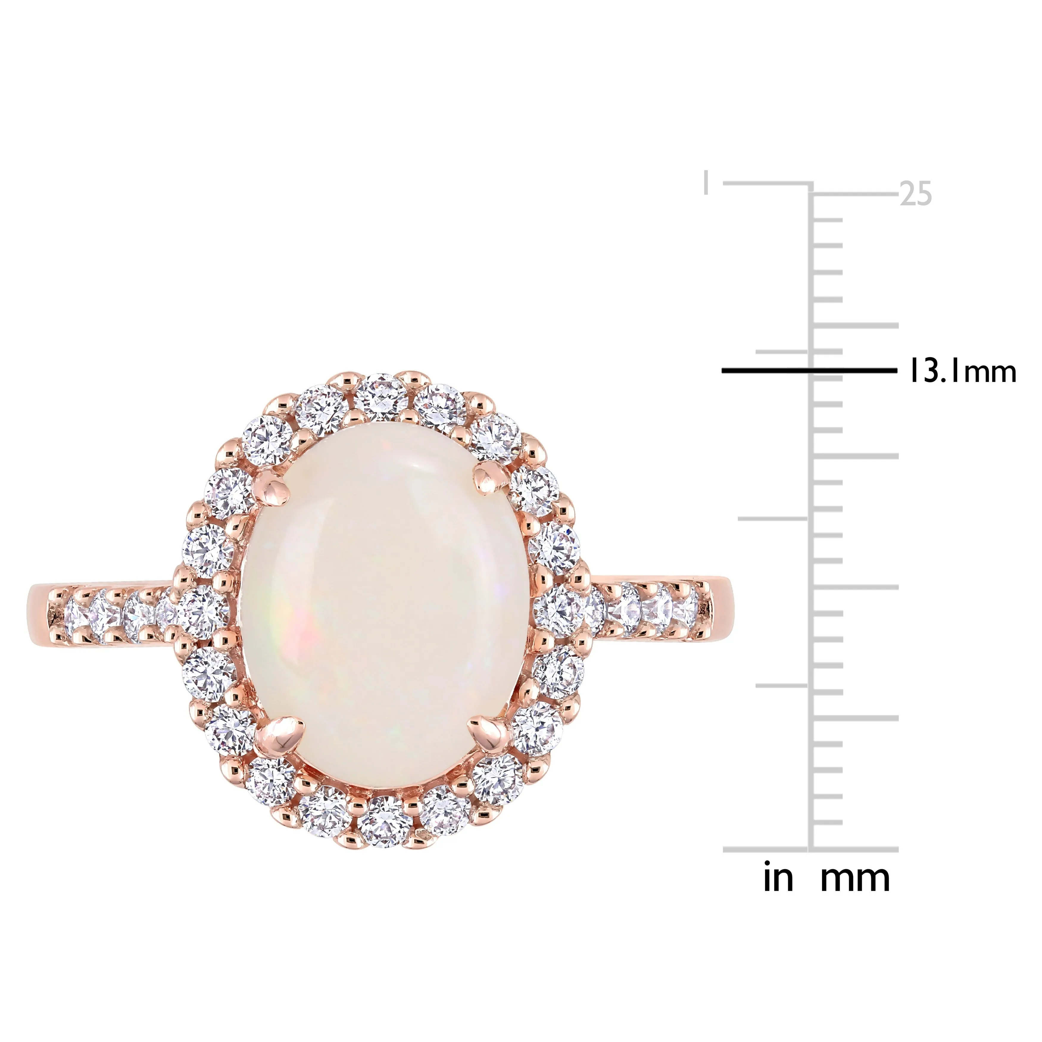 Miadora 1 5/8ct TGW Opal and 2/5ct TW Diamond Halo Ring in 14k Rose Gold sold by Zulily product image thumbnail 3