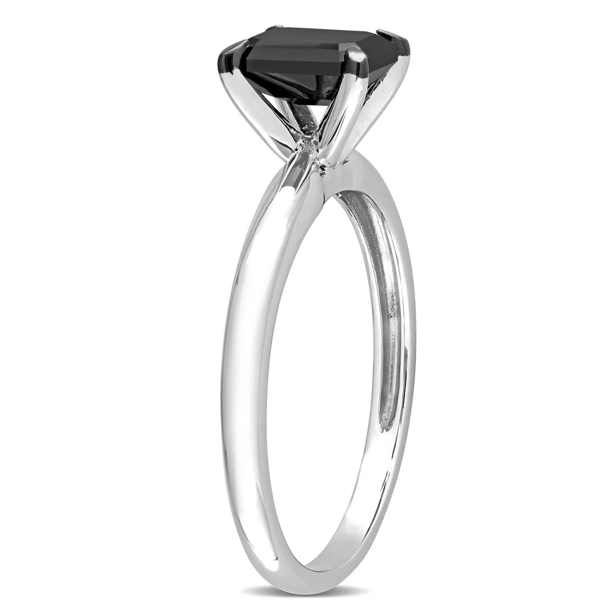 Miadora 1ct TDW Emerald-cut Black Diamond Solitaire Engagement Ring in 14k White Gold sold by Zulily product image thumbnail 4