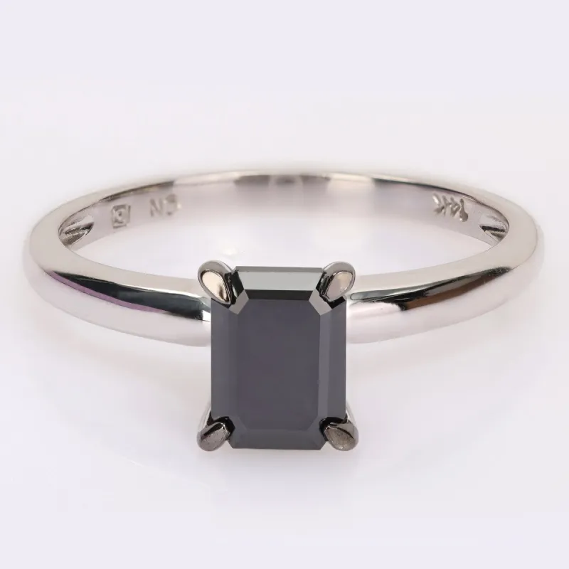 Miadora 1ct TDW Emerald-cut Black Diamond Solitaire Engagement Ring in 14k White Gold sold by Zulily