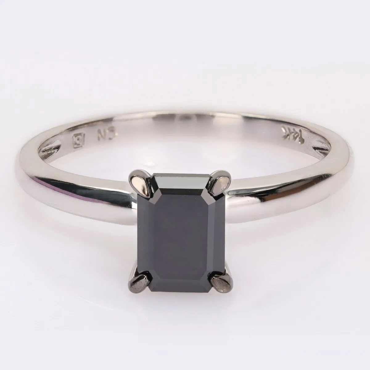 Miadora 1ct TDW Emerald-cut Black Diamond Solitaire Engagement Ring in 14k White Gold sold by Zulily