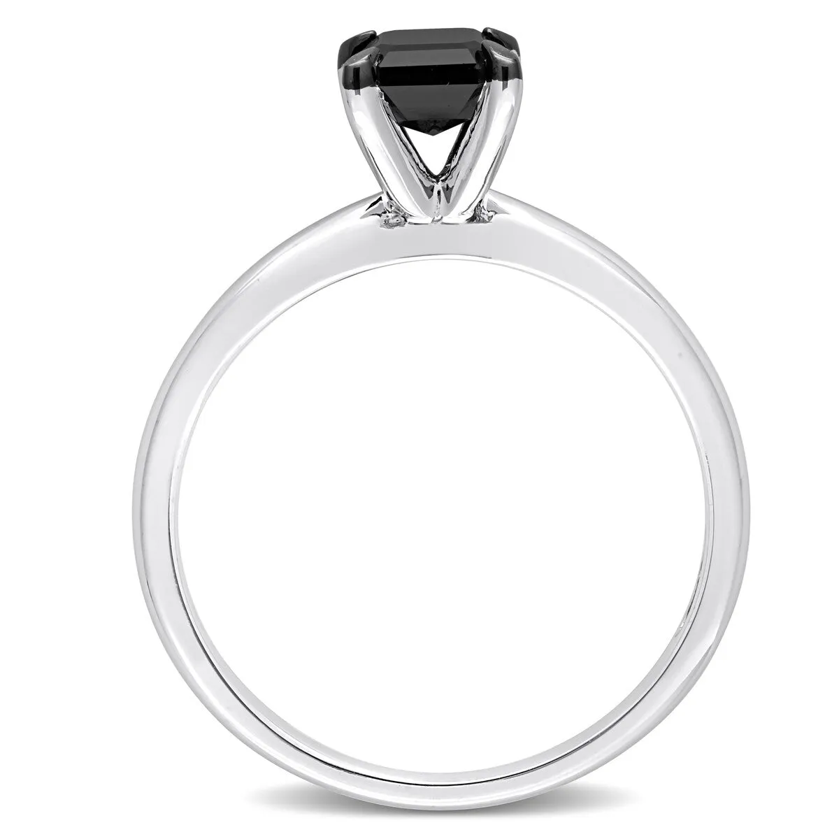 Miadora 1ct TDW Emerald-cut Black Diamond Solitaire Engagement Ring in 14k White Gold sold by Zulily product image thumbnail 5