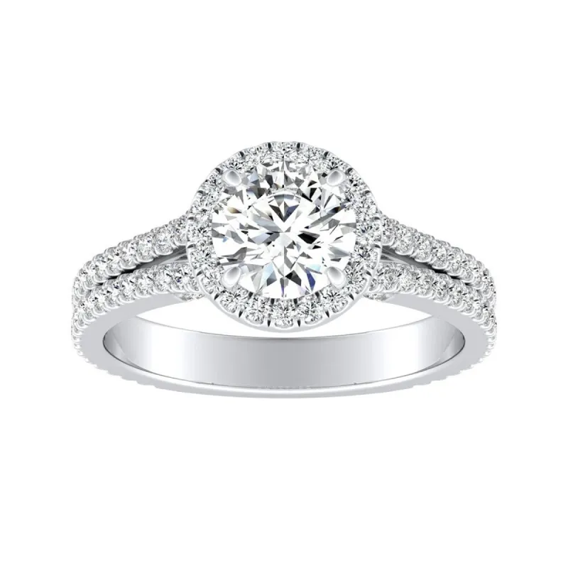 Auriya 14k Gold 1 1/2ct Moissanite and 5/8ctw Halo Diamond Engagement Ring sold by Zulily