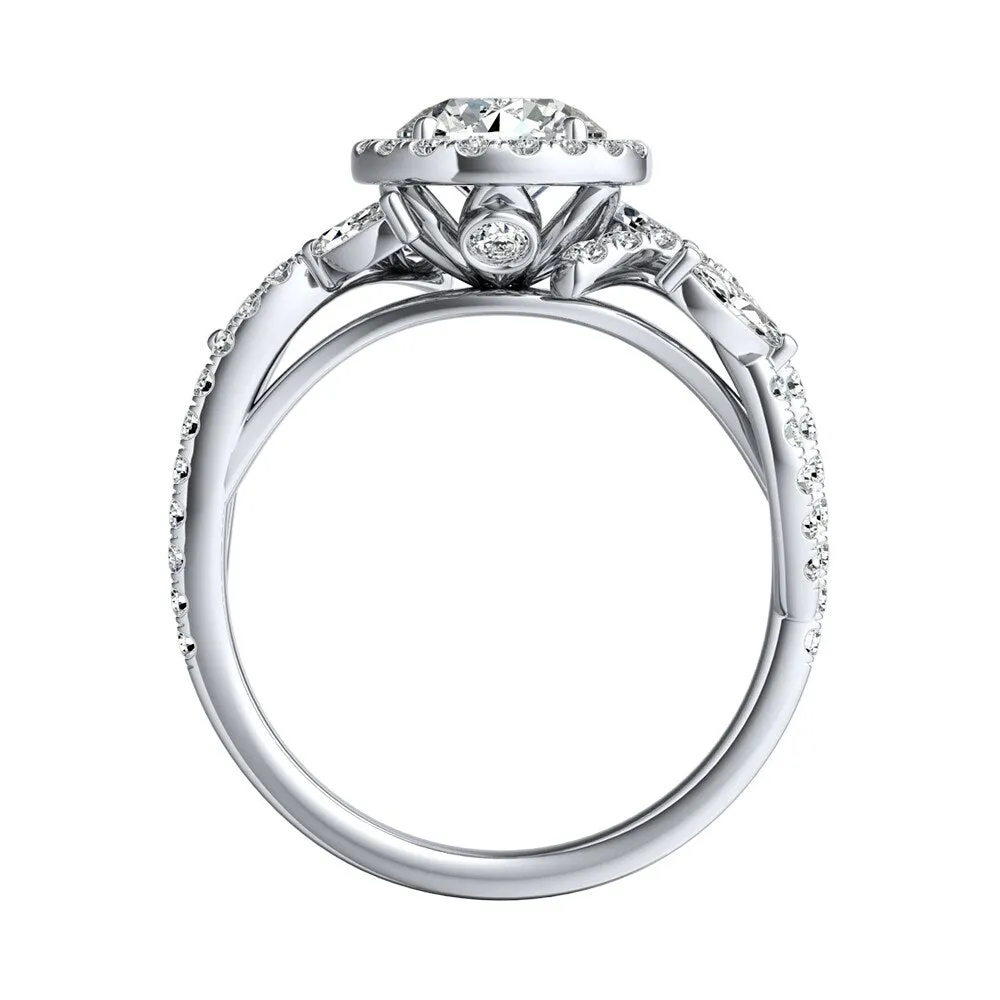 Auriya Vintage Fleur 1 1/2ct Round Moissanite and 3/4ctw Halo Diamond Engagement Ring 14K Gold sold by Zulily